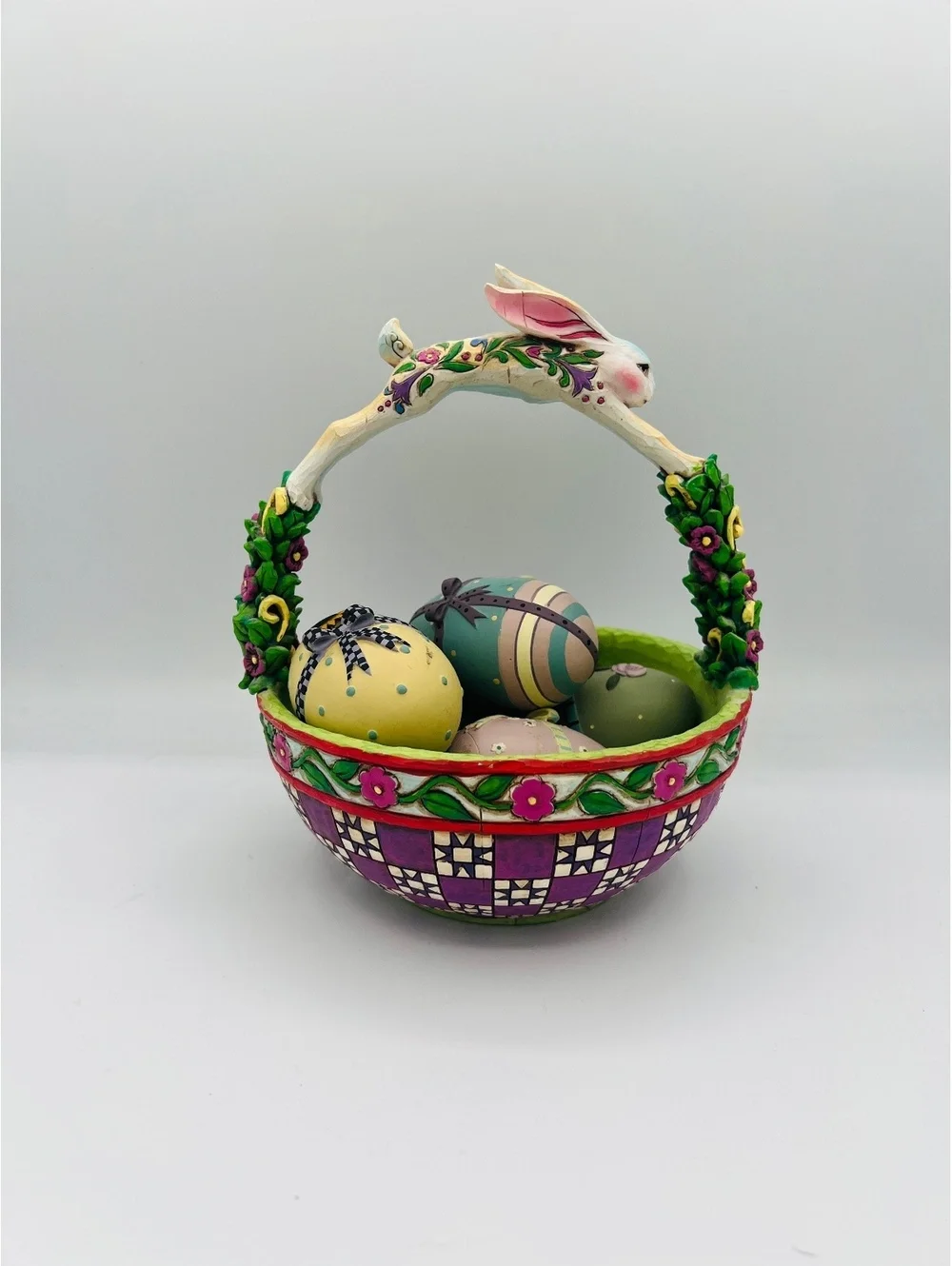 2005 Jim Shore Springtime Surprises Easter Basket with Decorative Eggs